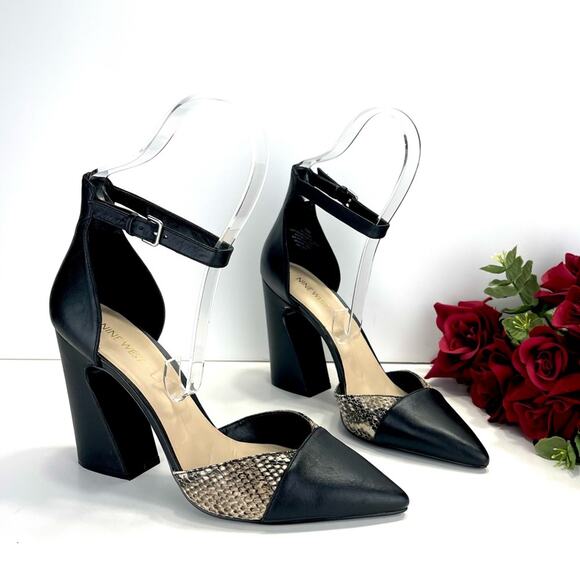 Nine West Hillianao Women Black Heels Sz 10 Leather Adjustable Ankle Strap Pumps - Picture 2 of 14